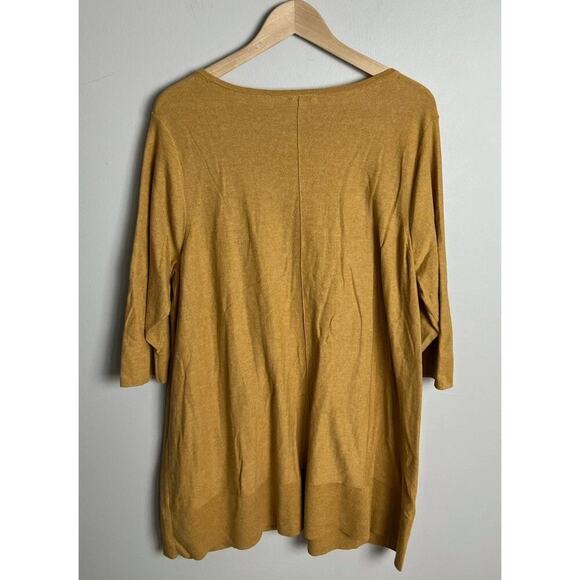 J. Jill Mustard Yellow Tunic Top Size XL 3/4 Sleeve Relaxed Fit Pockets Women’s - Picture 2 of 5